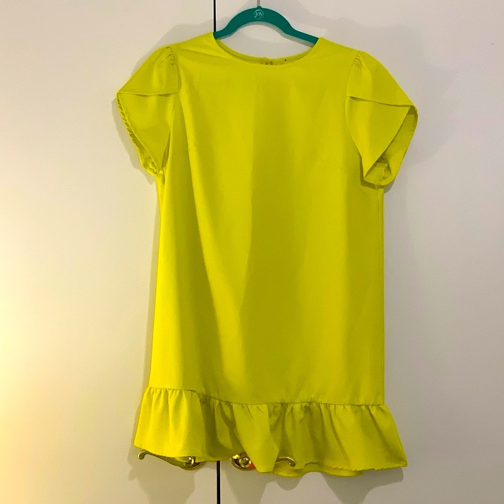 Lemon yellow drop waist mini dress